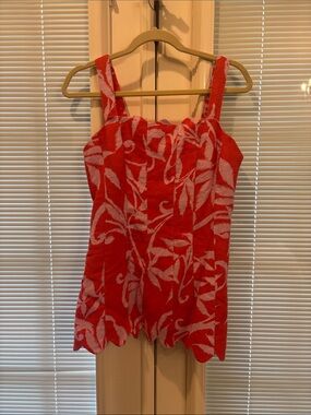 Tyler Boe Red and White Floral Jacquard Tank